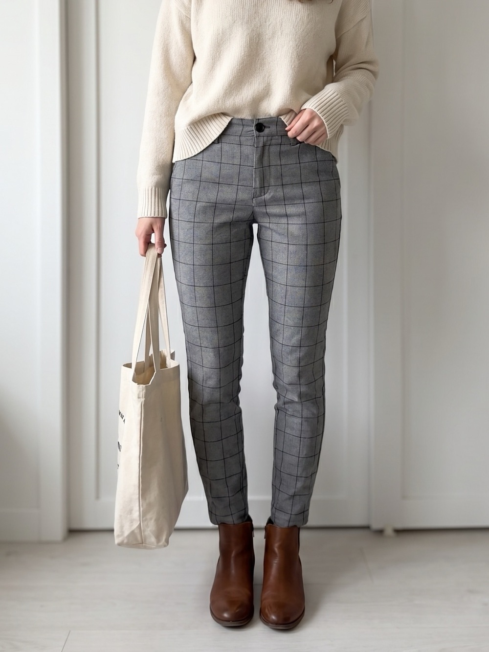 Hollister Gray Plaid Skinny Chino